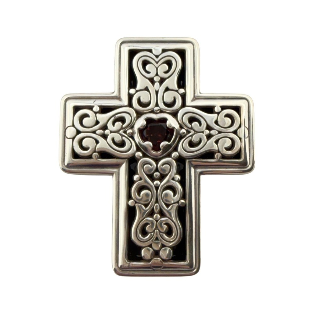 Brighton Silver Tone Cross Shaped Trinket Box 2 1/2" x 2 1/8" x 1/2" Love Hope